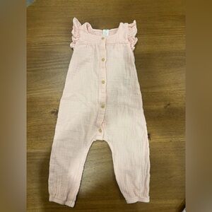 H&M Baby Toddler Ruffle Trimmed Button Down Muslin Romper 12M - 18M